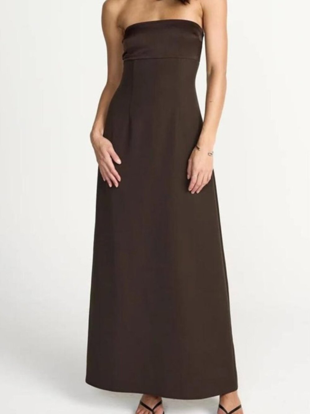 Charcoal Strapless Chocolate Brown Dress
